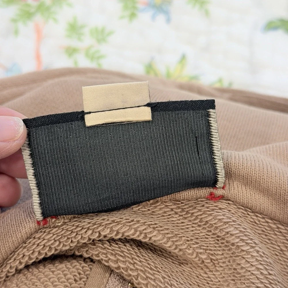 Gucci Half‎ Zip Hoodie Web Stripe Logo Patch Beige Pink Cotton Size S Italy